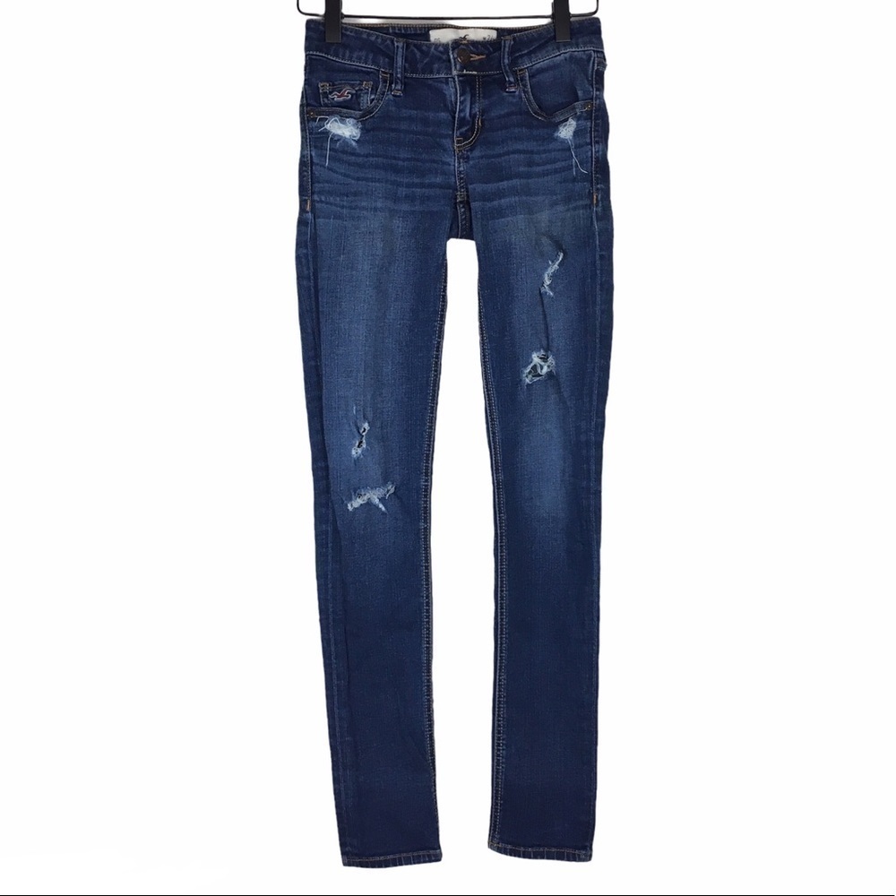 HOLLISTER Jeans Size 0S 24 Skinny Slim Distressed Medium Wash Stretch Denim - Picture 12 of 12